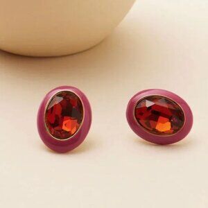 Brand New Mignonne Gavigan Francesca Studs in Magenta - Crystal and Enamel